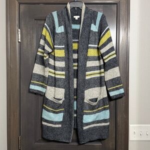 JJill multi color Long open Cardigan Sweater M‎